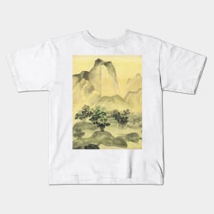 Chinese landscape grey Kids T-Shirt